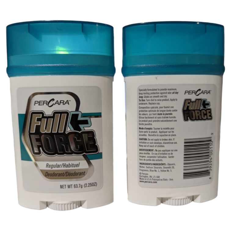 PerCara Deodorant Full Force Regular 2.25 oz 5,616 PC LOT