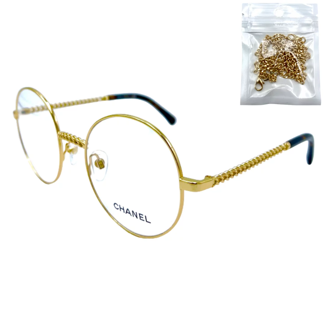 CHANEL Sunglasses Shield Visor Rimless Chain Leather Brown Gold – Rad  Treasures