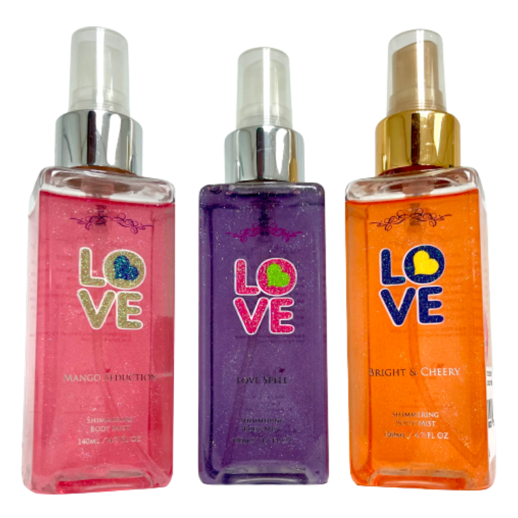 LOVE Shimmering Body Mist 4.7 FL OZ 30 PC LOT Topper Liquidators