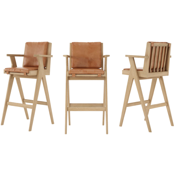 Tribute Barstool By KARPENTER Tan Cognac Leather 10 PC LOT