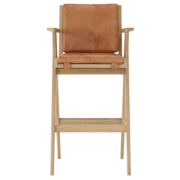 Tribute Barstool By KARPENTER Tan Cognac Leather